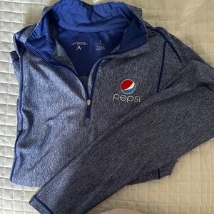 Antigua Men's Heathered Blue Zip-Up Sweater